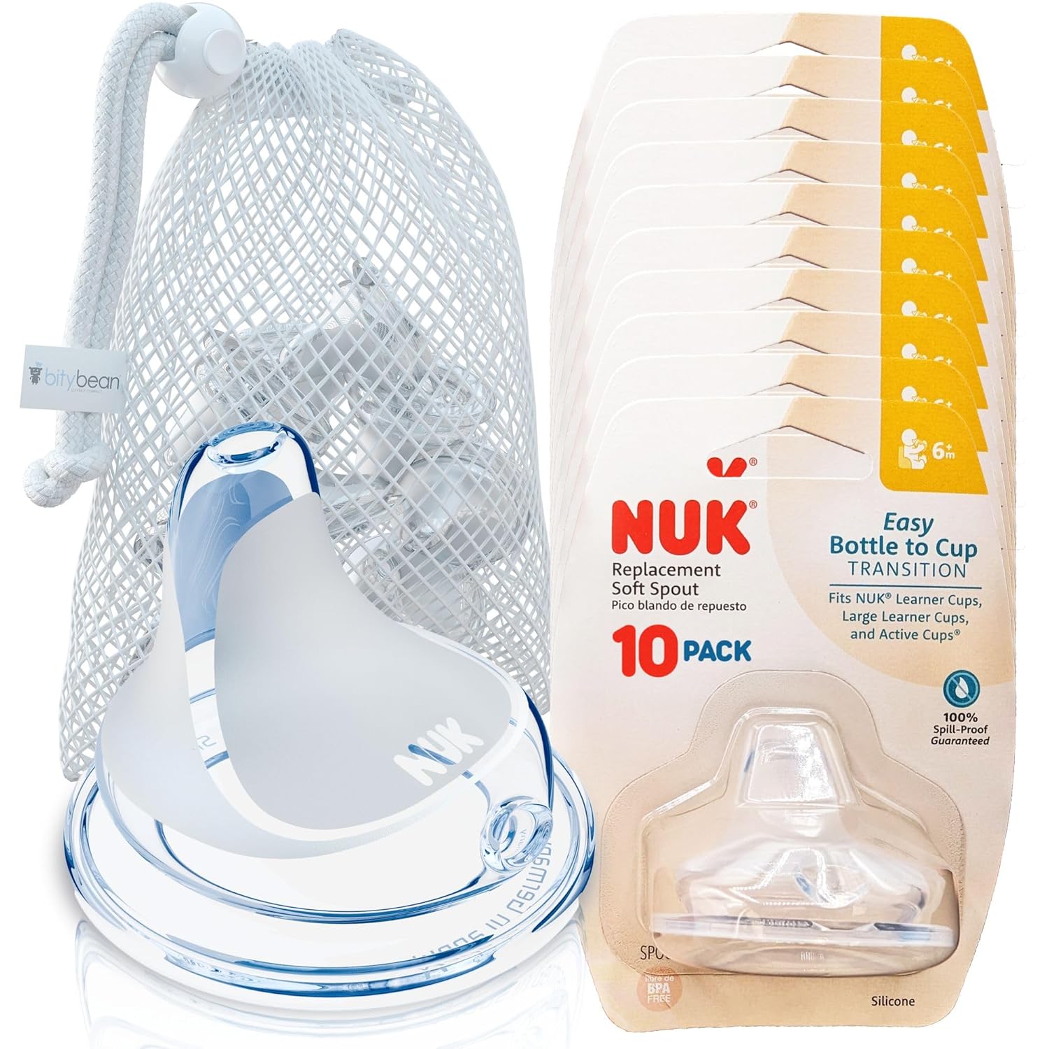 BityBean NUK Nipple Replacement Spouts, Clear Silicone