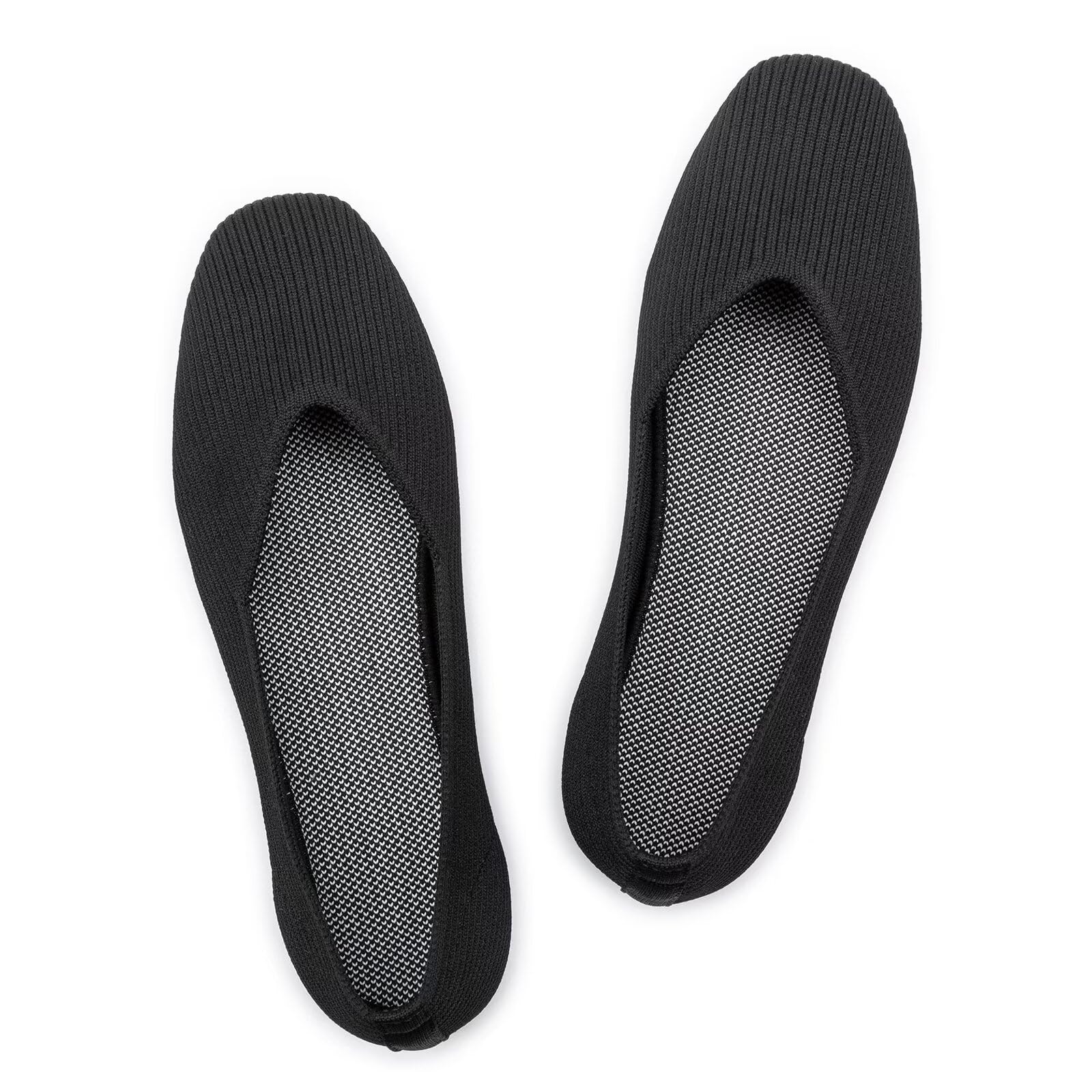 Frank Mully Womens Casual Flat Shoes Square Toe Shoes Knitted Work Flat Comfort Dressy Flat Shoes for Daily Washable