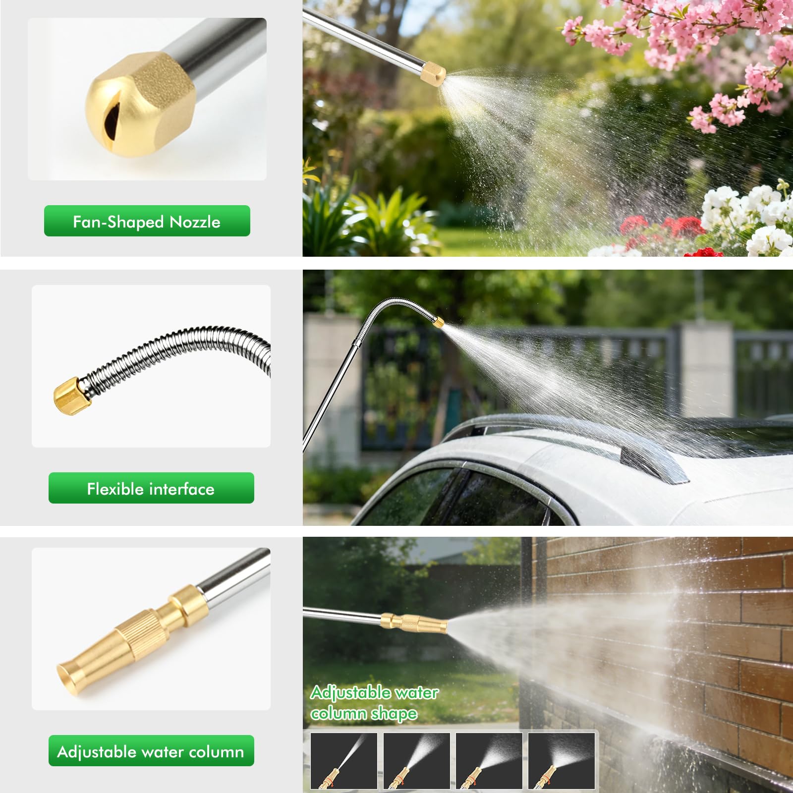 GES Jet Car Washer, Boquilla de Manguera de Alta presión para Limpieza de Ventanas de Vidrio, pulverizador Extensible para el hogar, jardín, Coche, Lavado, manopla de Limpieza y dispensador de jabón