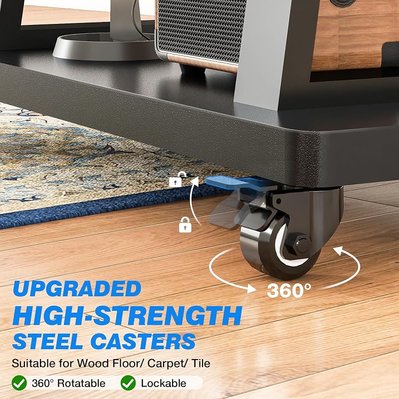 Rfiver Mobile TV Cart Rolling TV Stand for 37-75 inch TVs Up to 150lbs image 6