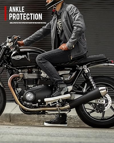 Miniatura 2 de IRON JIA'S Zapatos de motocicleta para hombre, antideslizantes, transpirables, informales, para motocicleta, con cremallera lateral, soporte para el