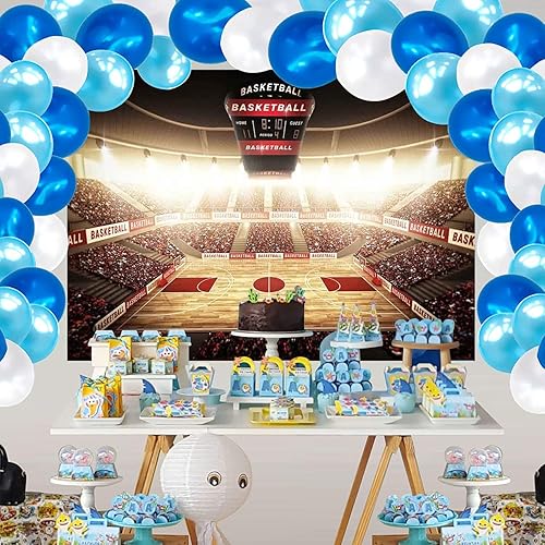 Miniatura 6 de Telón de fondo para cancha de baloncesto, 7 x 5 pies, fondo de fotos deportivo para juegos de baloncesto, fiestas, video, estudio, accesorios para