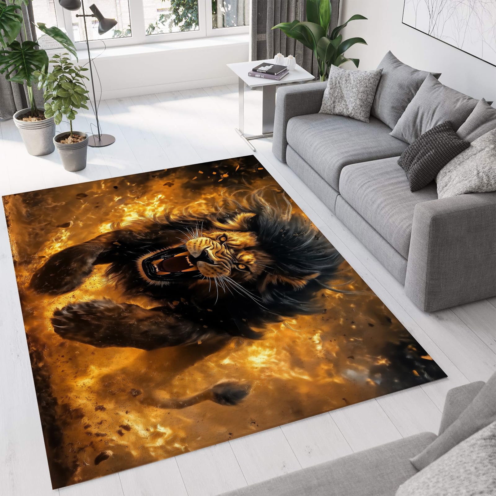 Tapis poil ras de sol or 240x300cm doux et s&ucirc;r pour r&eacute;chauffer l'ambiance du salon