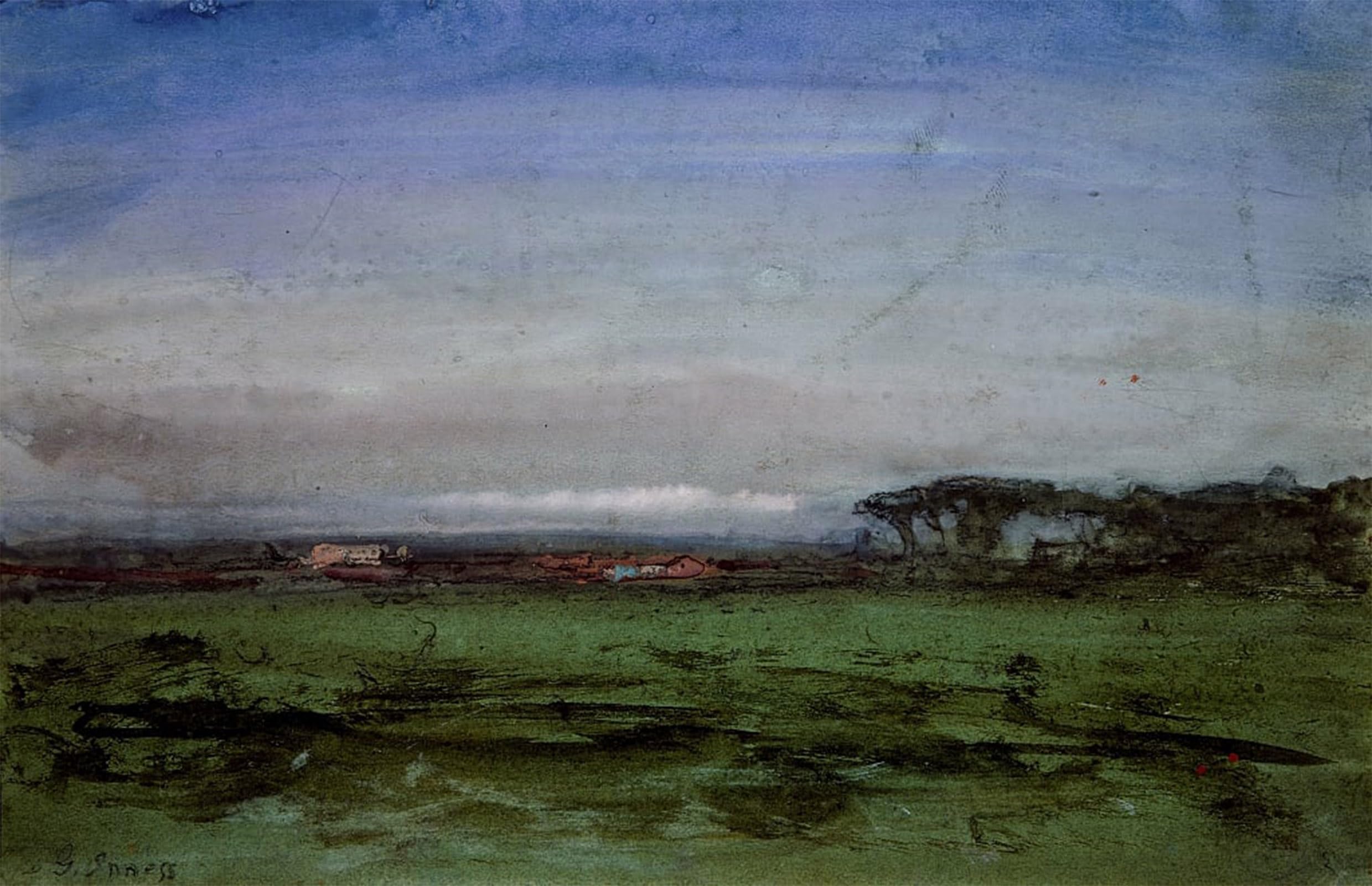 POSTERIIk Vintage Classic Picture Landscape Artwork Across the Campagna by George Inness Portrait Canvas Painting for Office Home Decor 60x90cm