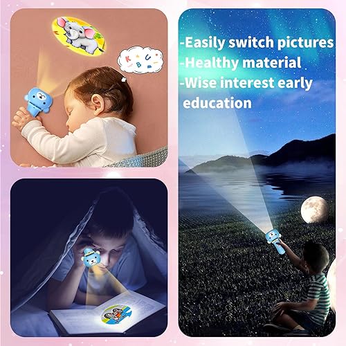 Miniatura 6 de Linterna proyector para niños  Proyector de diapositivas en forma de oso con 48 patrones, regalo educativo interactivo para niños de aprendizaje