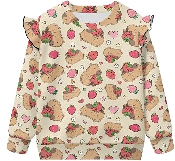 Sweatshirts for Toddler Girls Long Sleeve Crewneck Pullover Cute Ruffle Shoulder Shirt Tops Fall Outfits Clothes
