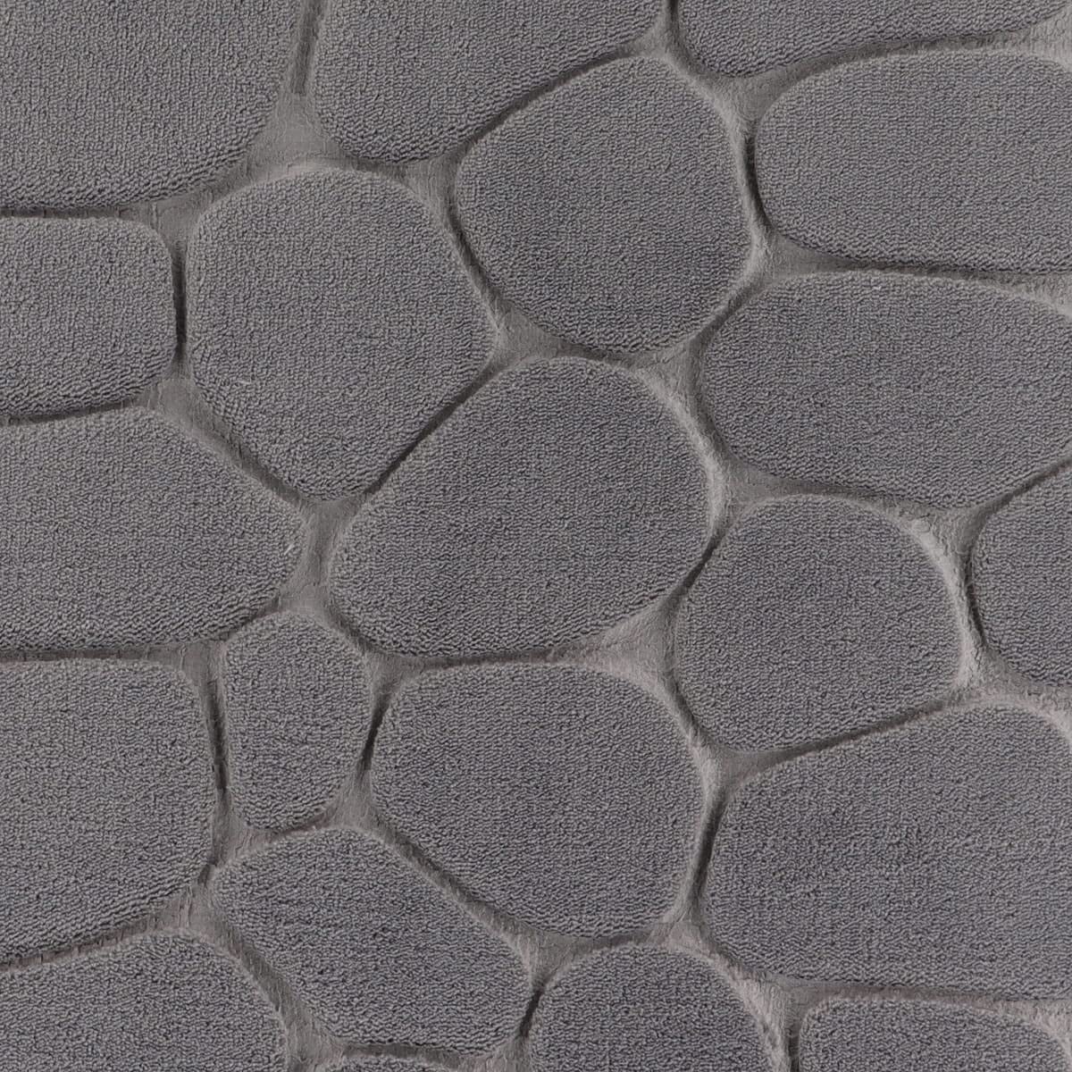 MadeInNature Tappeto in microfibra per bagno antiscivolo, a memory foam, disegno ciottoli 50 x 80 cm, colore: nero, grigio scuro, talpa, blu anatra, fucsia (grigio scuro, 2)