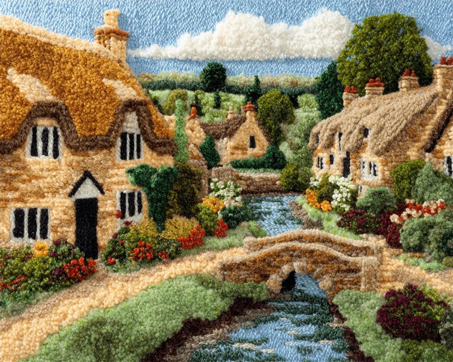 Henypt DIY Latch Hook Rug Kit Country Cottage 52x38cm