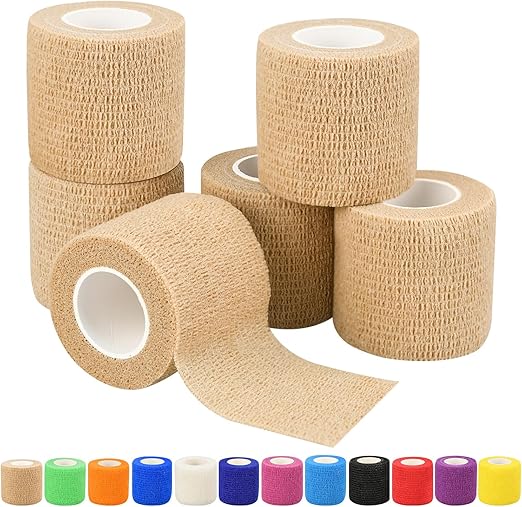 6pcs 2in Self Adhesive Bandage Wraps, Vet Wraps, 12 Colors to Choose, 5 Yard Self Adherent Wraps for Sports, Wrist, Ankle and Swelling