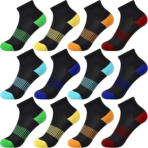 Calcetines tobilleros acolchados para niños, calcetines atléticos para niñas, calcetines de algodón para niños, jóvenes, mujeres, 12 pares