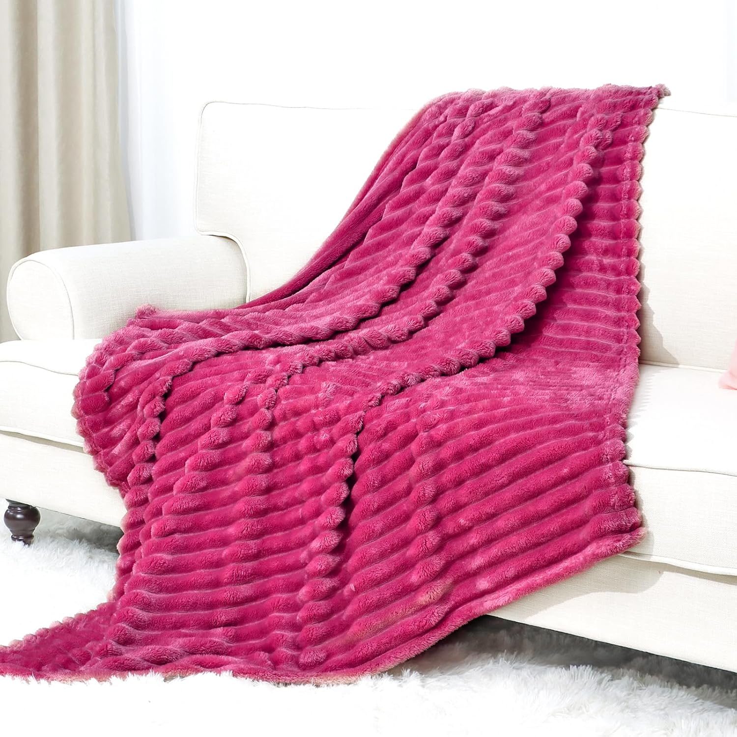 Fleece Blanket Fuzzy Soft Throw Blanket Pink Throw Blankets