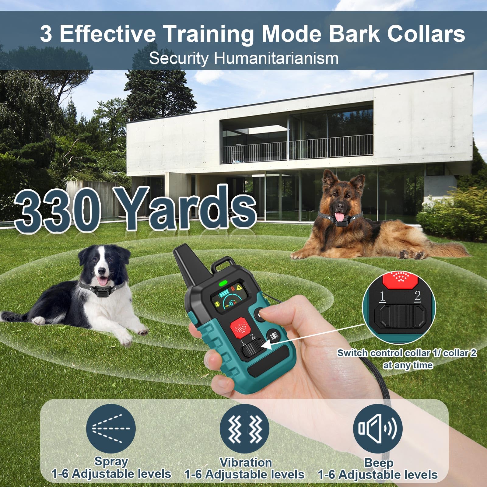Citronella Training Collar for Dog [2* Bark Collar & 1*Spray Refill] with Beep/Vibration/Spray 4 Mode & 6 Adjustable Sensitivities Spray Dog Collar, IPX7 Waterproof for L/M/S Citronella Bark Collar
