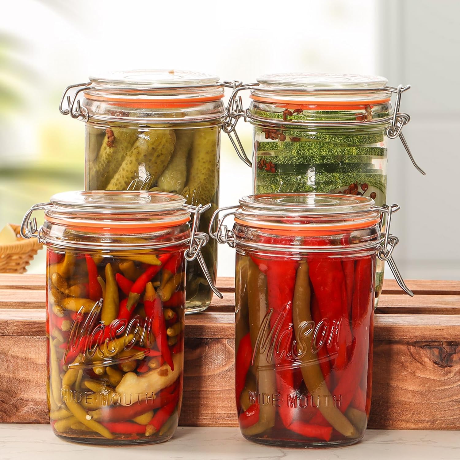 24oz Wide Mouth Mason Jars – 4 Pack Glass Jars with Airtight Lids for Canning, Pickling, Meal Prep, Jam, Jelly, Overnight Oats & DIY Projects - Image 4