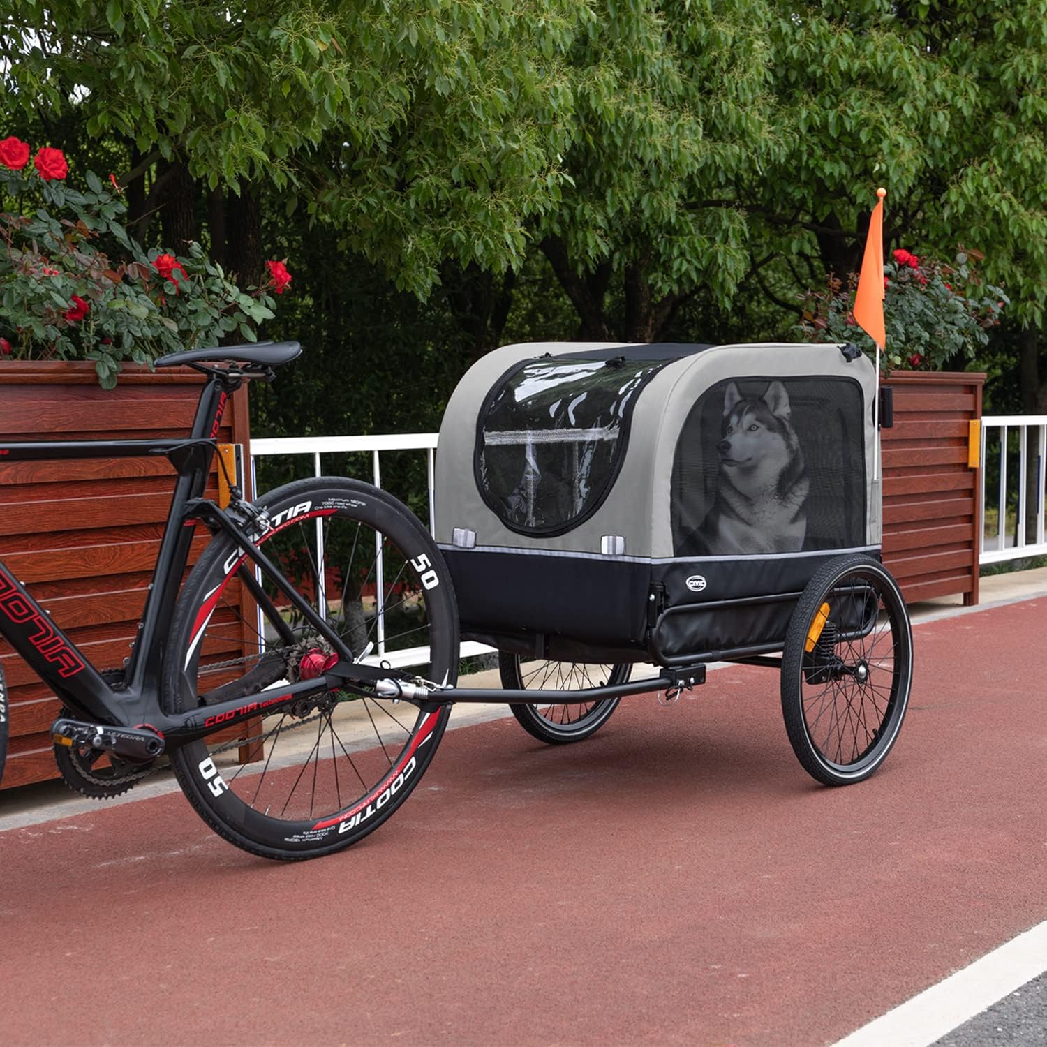 CXWXC Remolque de Bicicleta para Perros, con Amortiguador, Carga máxima 40kg / 88lbs (Rojo)