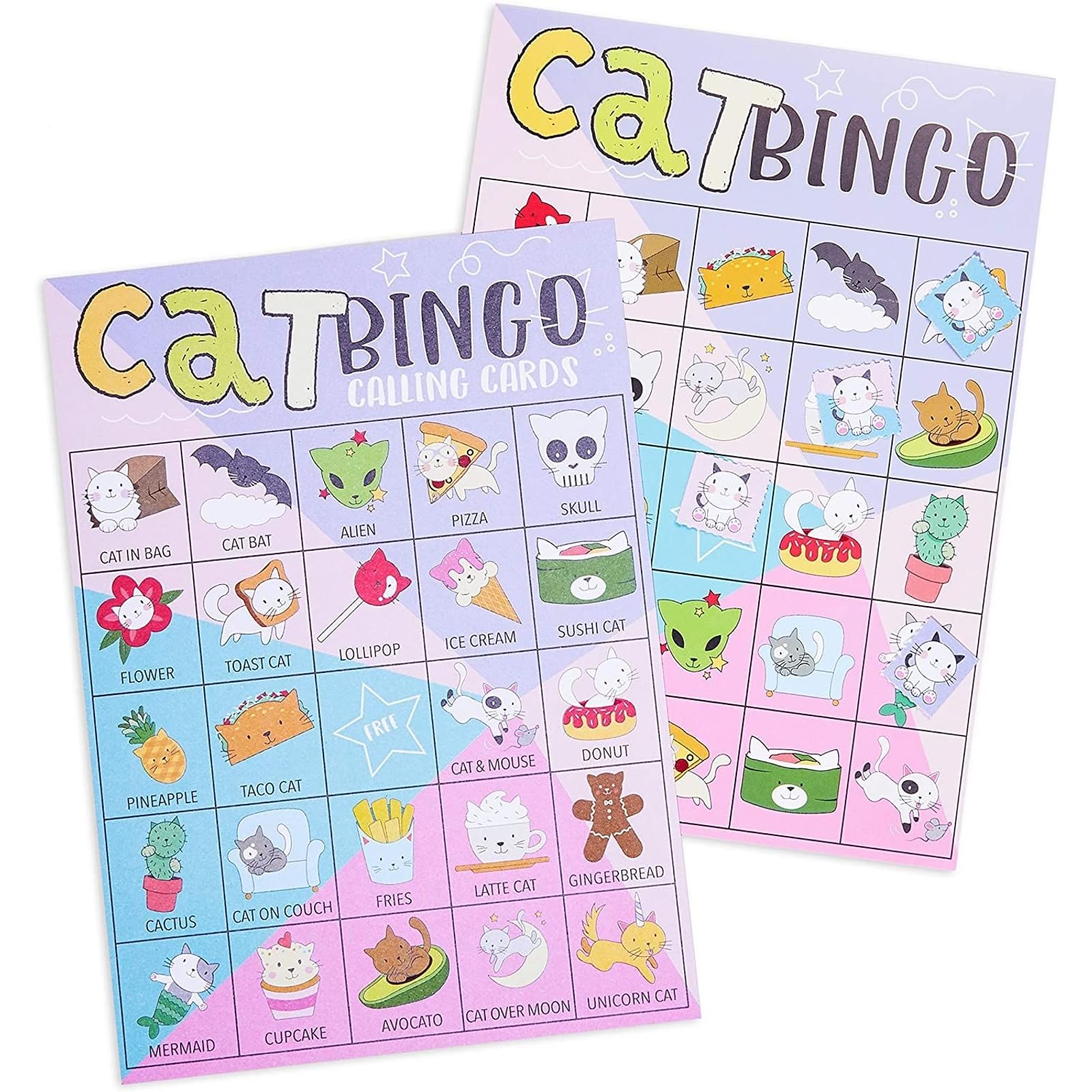 Juvale Cat Party Bingo Cards - 36-Pack, 7x5 Inches, With 1,056 Call Chips, Cat-Themed Game