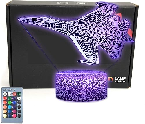 Miniatura 1 de F-22 Raptor Modelo Fighter Jet Plane Lámpara de ilusión 3D Avión Decoración Dormitorio Luz Nocturna Regalos para Hombres, Niños, Niñas, Padres,