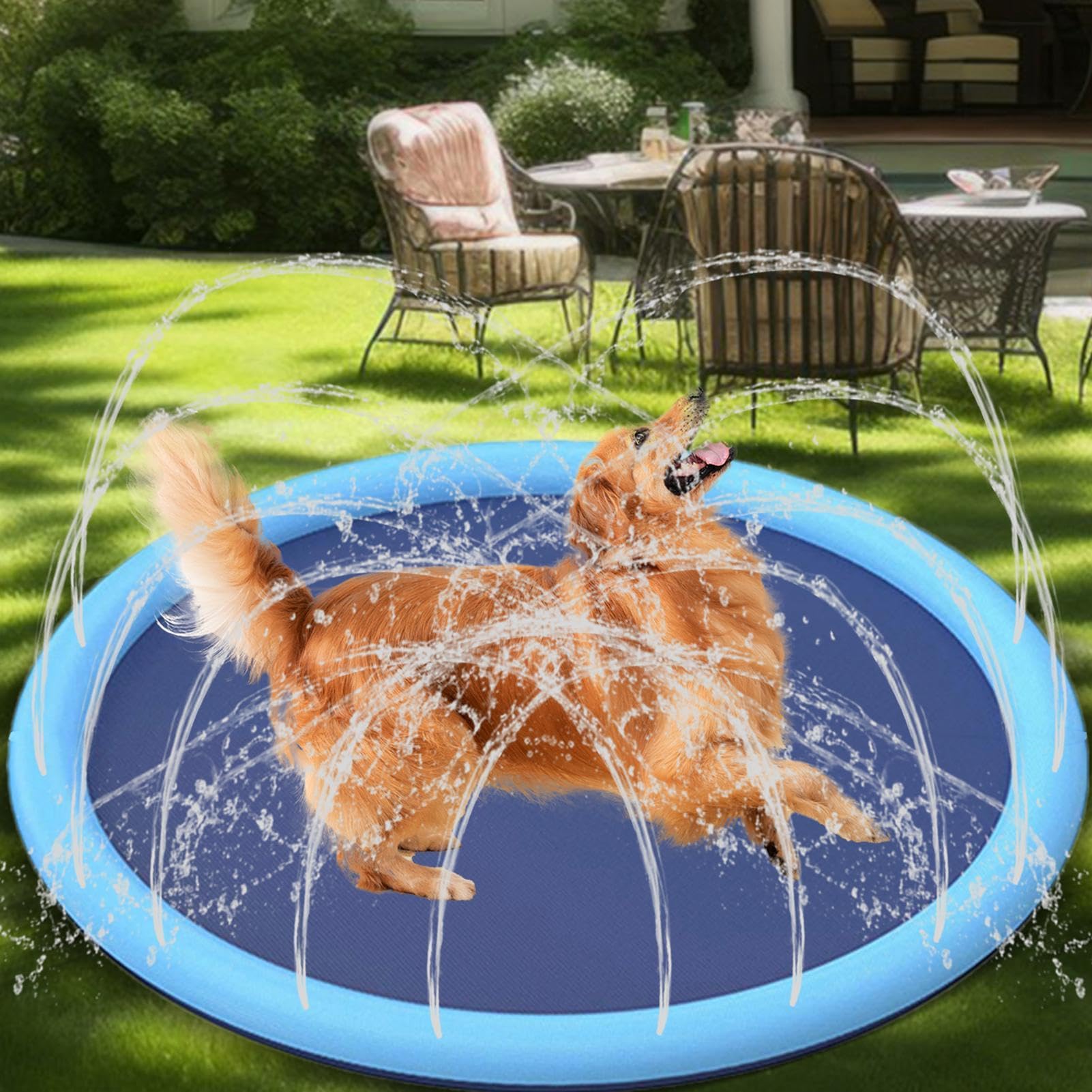 Splash Pad per Cani - Gioco d'Acqua da Esterno con Sprinkler | Dog Splash Pad - per Asilo, Festa Estiva, Festa di Compleanno, Giardino, Prato, Giochi, Spiaggia, Cortile