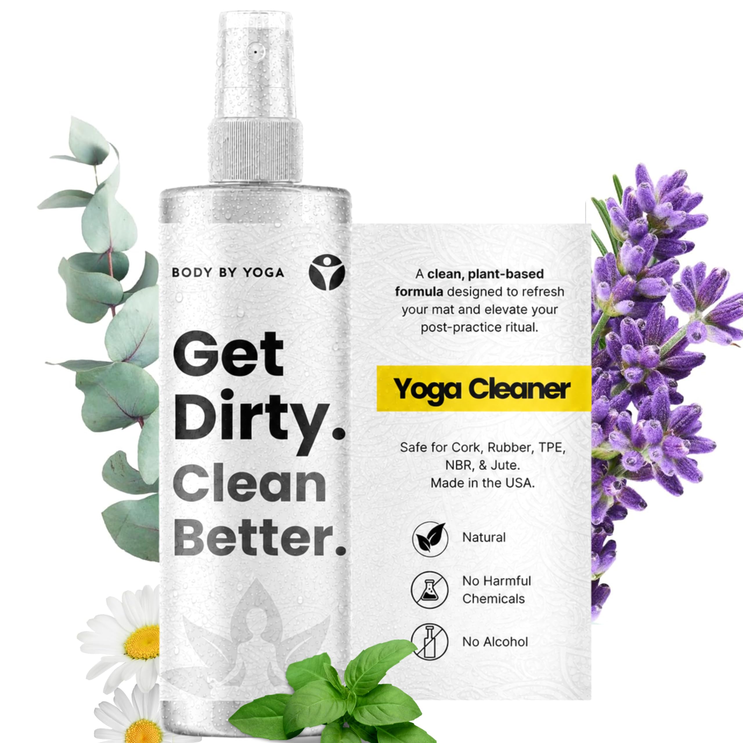 Yoga Mat Cleaner Spray – Spa-Like Scent | Eco-Friendly Formula | Neutralizes Sweat &amp; Odor | Helps Protect Your Mat | 8 oz | Plant-Based, Made in USA | Body By Yoga