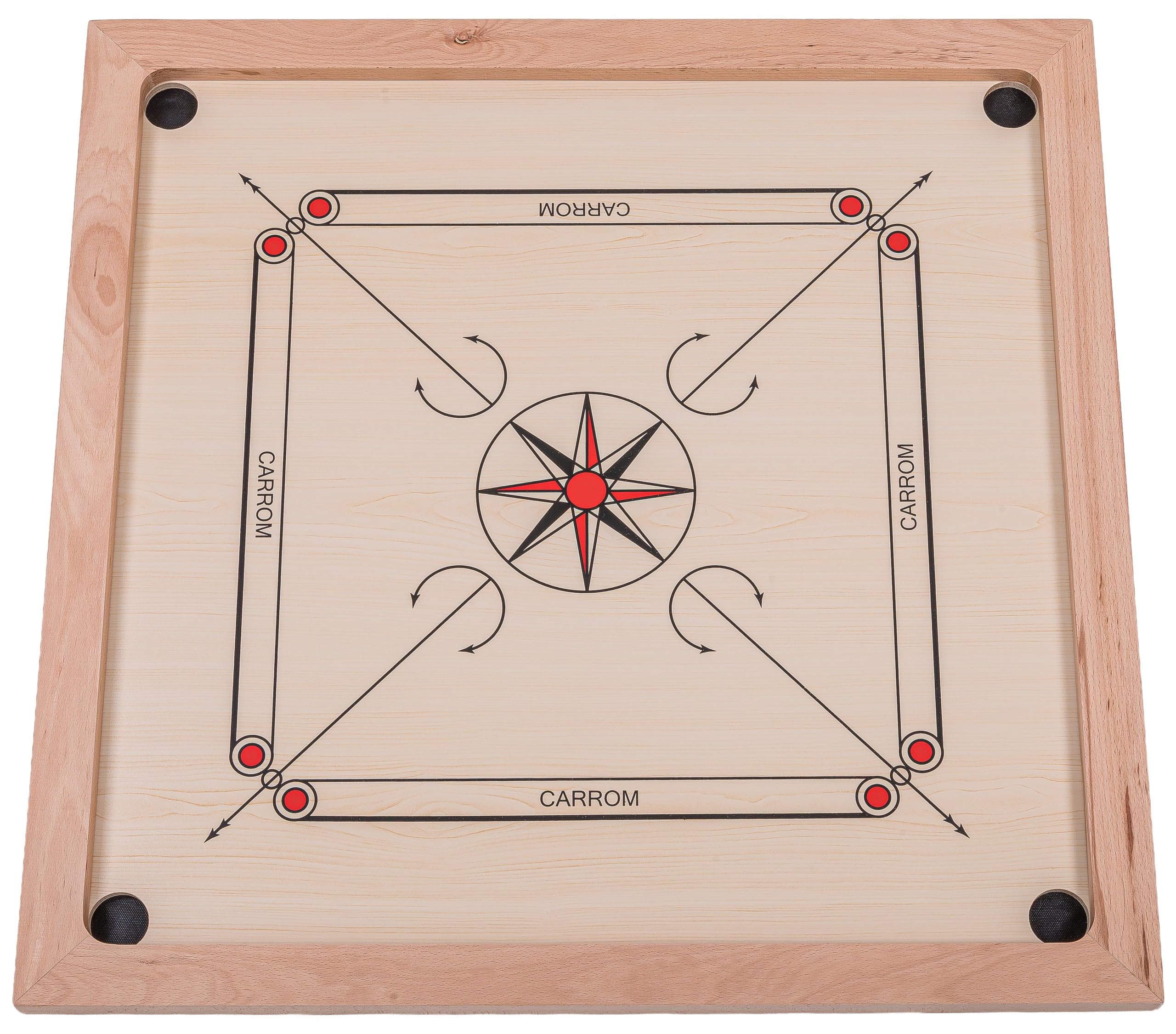 Square - Carrom 840 Lux - Board 84 x 84 cm - Profesional Tabla de Juegos de Madera para torneos z Striker con Cometas