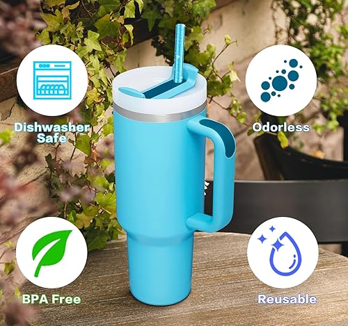 Miniatura 5 de YOUCOX Paquete de 10 popotes de repuesto para vasos Stanley de 40 onzas y 30 onzas con asa, popotes reutilizables con purpurina de color con cepillo