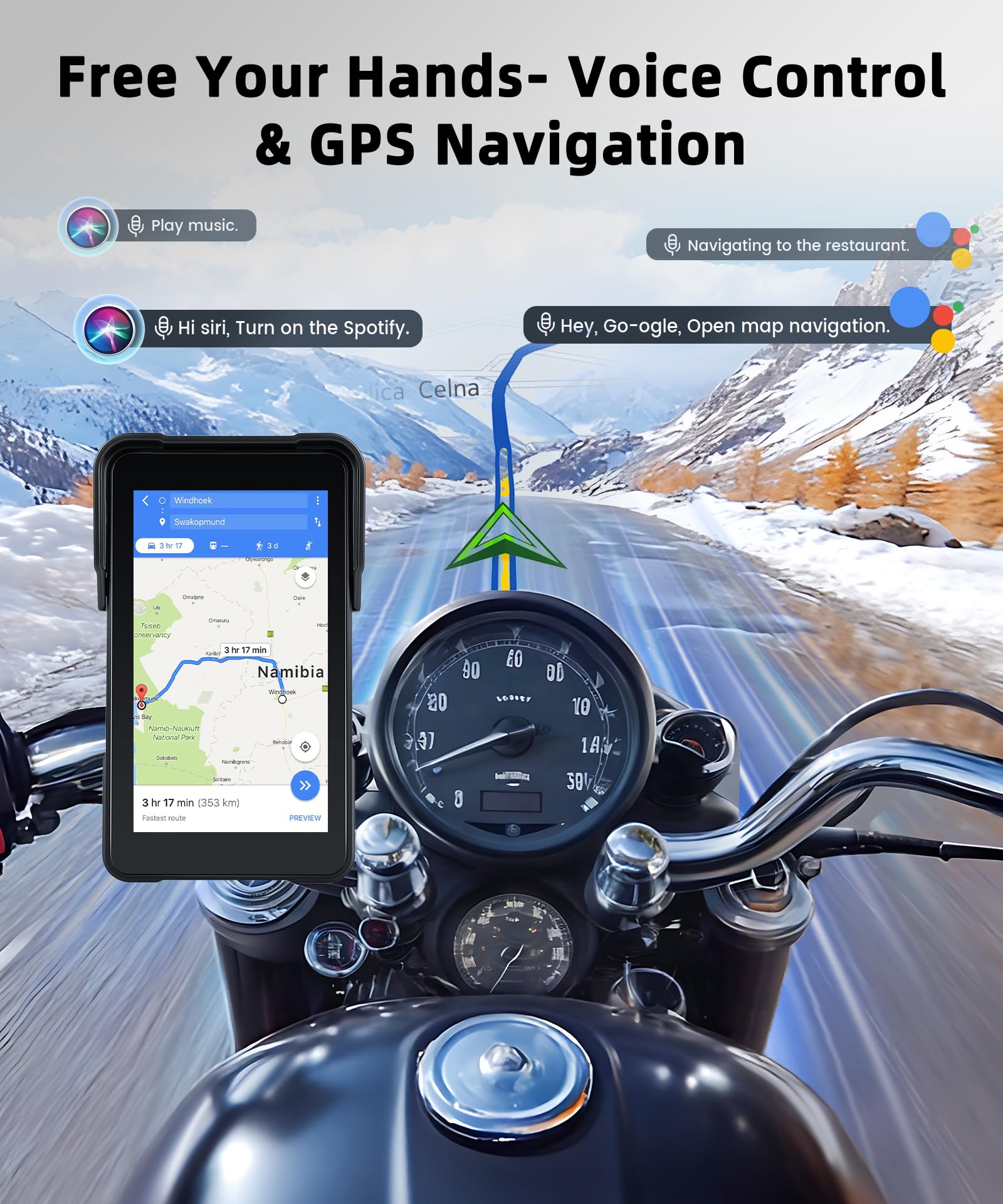 VECHTEL Wireless CarPlay da 5 pollici verticale Schermo per moto CarPlay Android Auto,touchscreen impermeabile Bluetooth,Nav/Assistente Siri/12V,il monitoraggio della pressione dei pneumatici