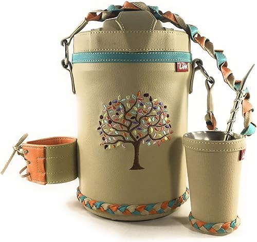 Kit Tereré Yerba Mate Luk termos Bordado Arbol Trenzas Set Tereré Tereré Termos Yerba Mate + Bombilla + Vaso Guampa