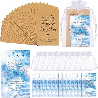 300 Pack Funeral Favors Set 100 Pcs Self Adhesive Kraft Seed Envelopes 100 Pcs Funeral Prayer Cards Celebration of Life Prayer Cards 100 Pcs Organza Gift Bags for Loss of Loved One Bereavement Favors