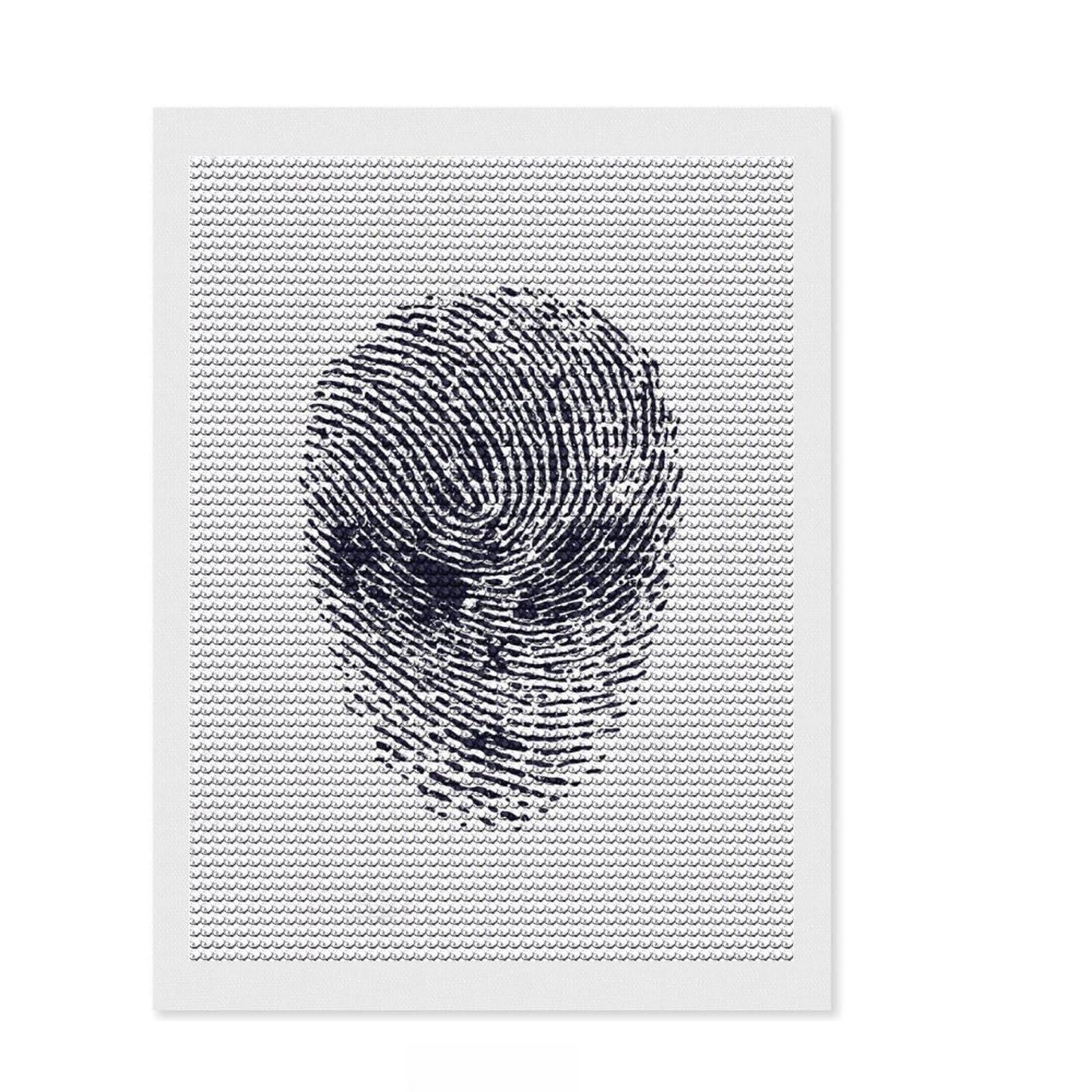 Junmoney Alien UFO Finger Print Diamond Painting Set 12"x16", for Women, Stress Relief Craft, Thoughtful Present, Aesthetic Room Decor