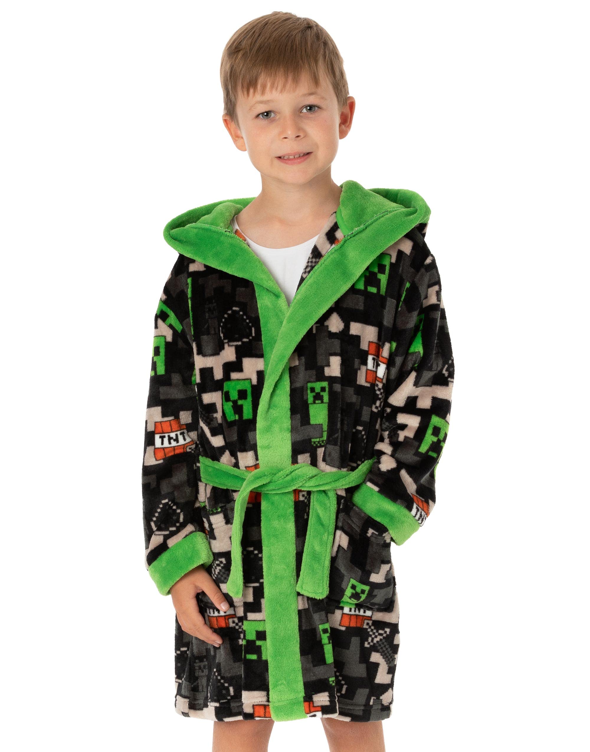 Minecraft Dressing Kleid Kinder Mädchen Jungen Creeper TNT Game PJS Bademantel