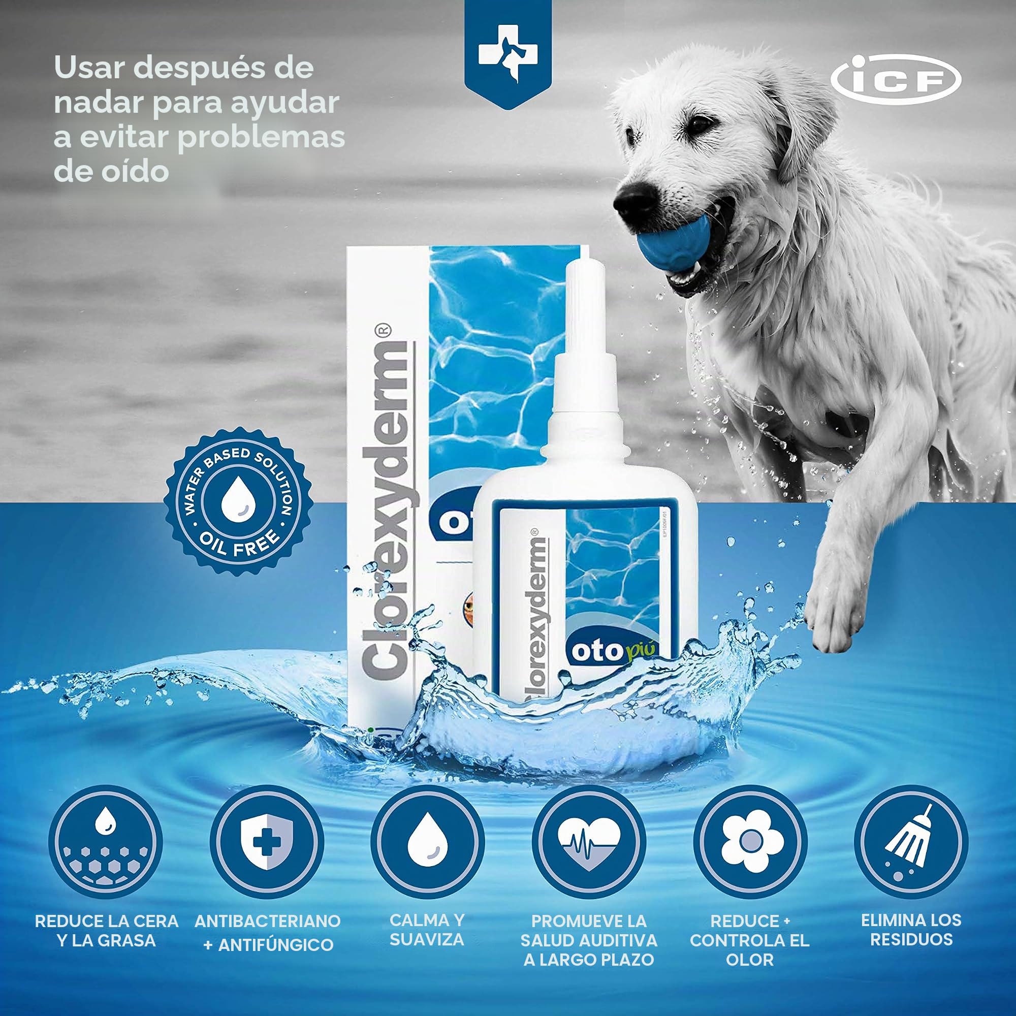 ICF Livisto Clorexyderm Oto PIU - Limpiador de oídos (2 x 150 ml)