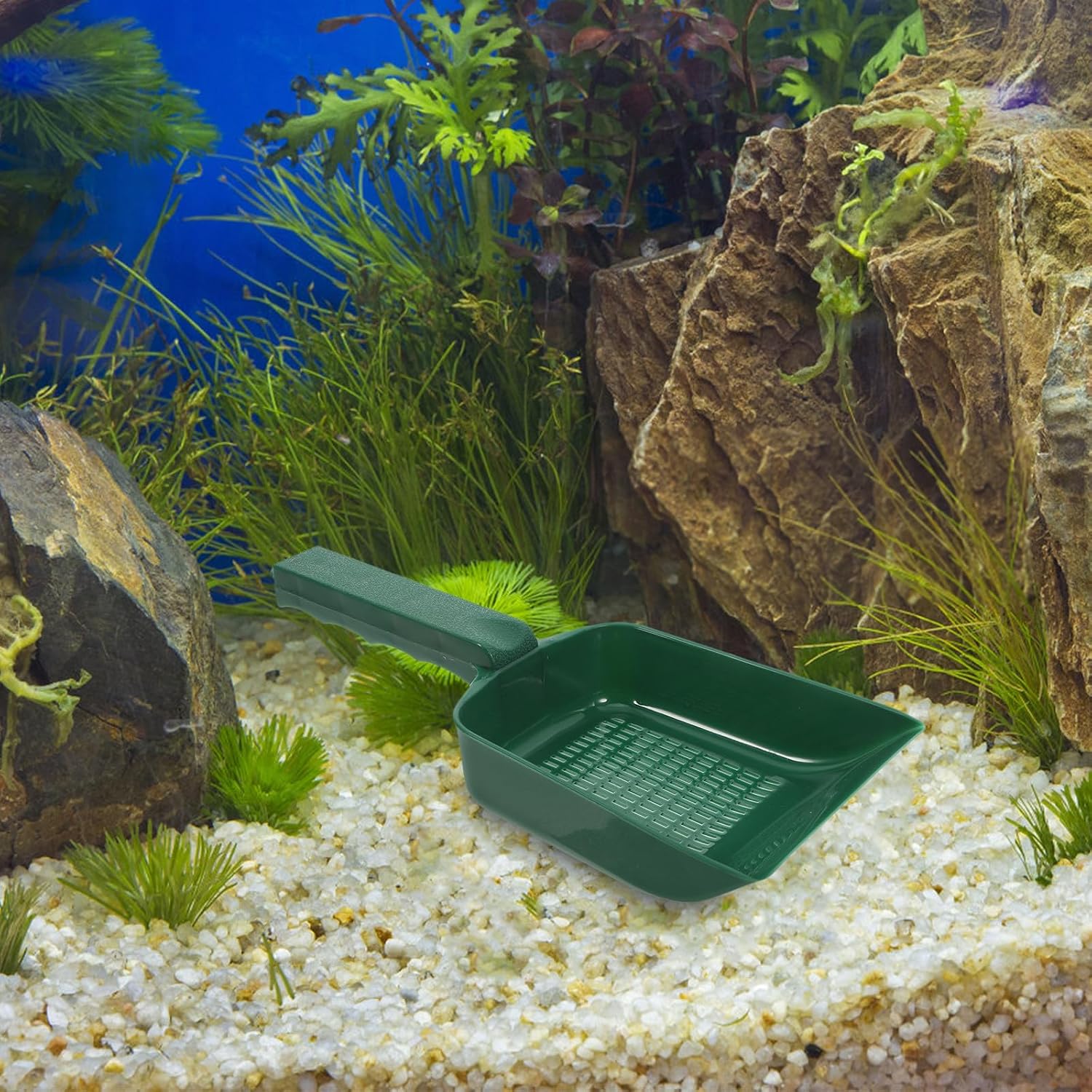 BESTYASH Aquarium Sand Cleaner Shovel with Long Ergonomic Handle for Fish Tank Maintenance, Sturdy Wear-Resistant Plastic Material, Efficient Sand and Gravel Cleaning Tool for Aquatic Pet