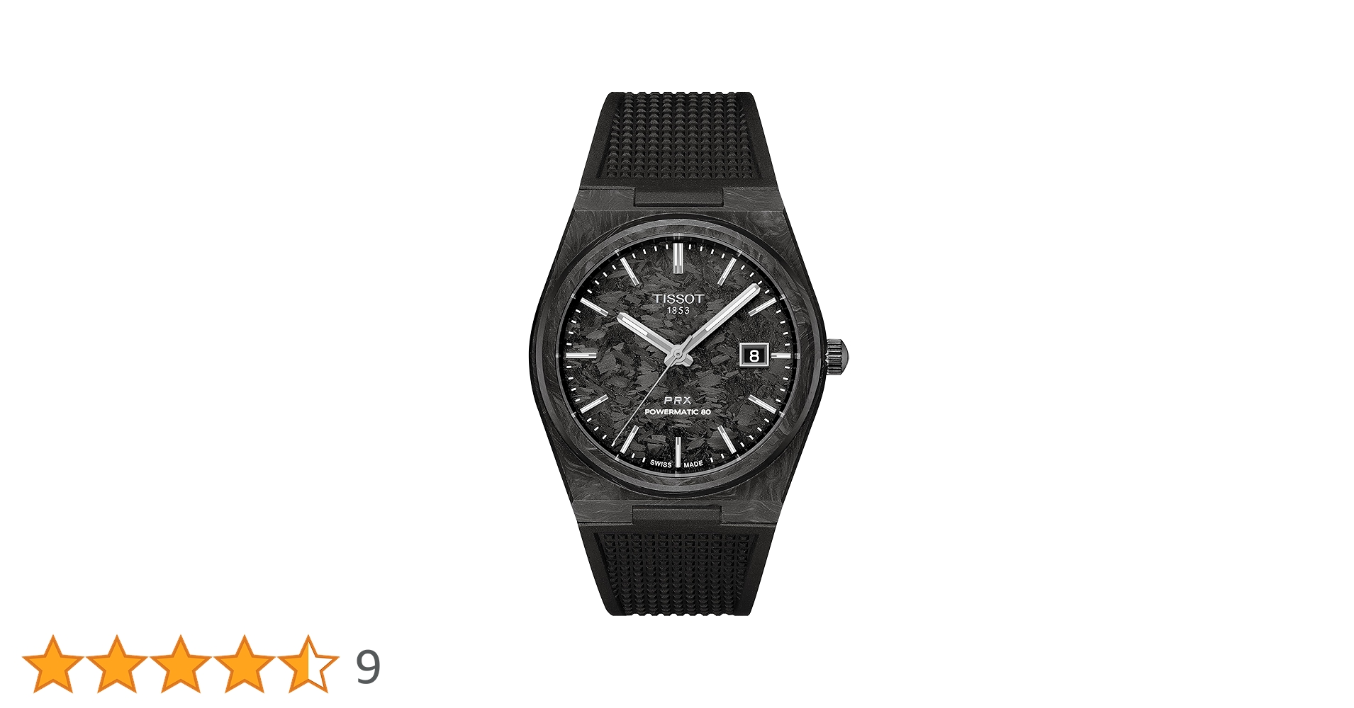 TISSOT ティソ PRX 40MM 自動巻き腕時計 黒文字盤 ブラック 美品 ティソのPRXコレクションにフォージドカーボンモデルが登場