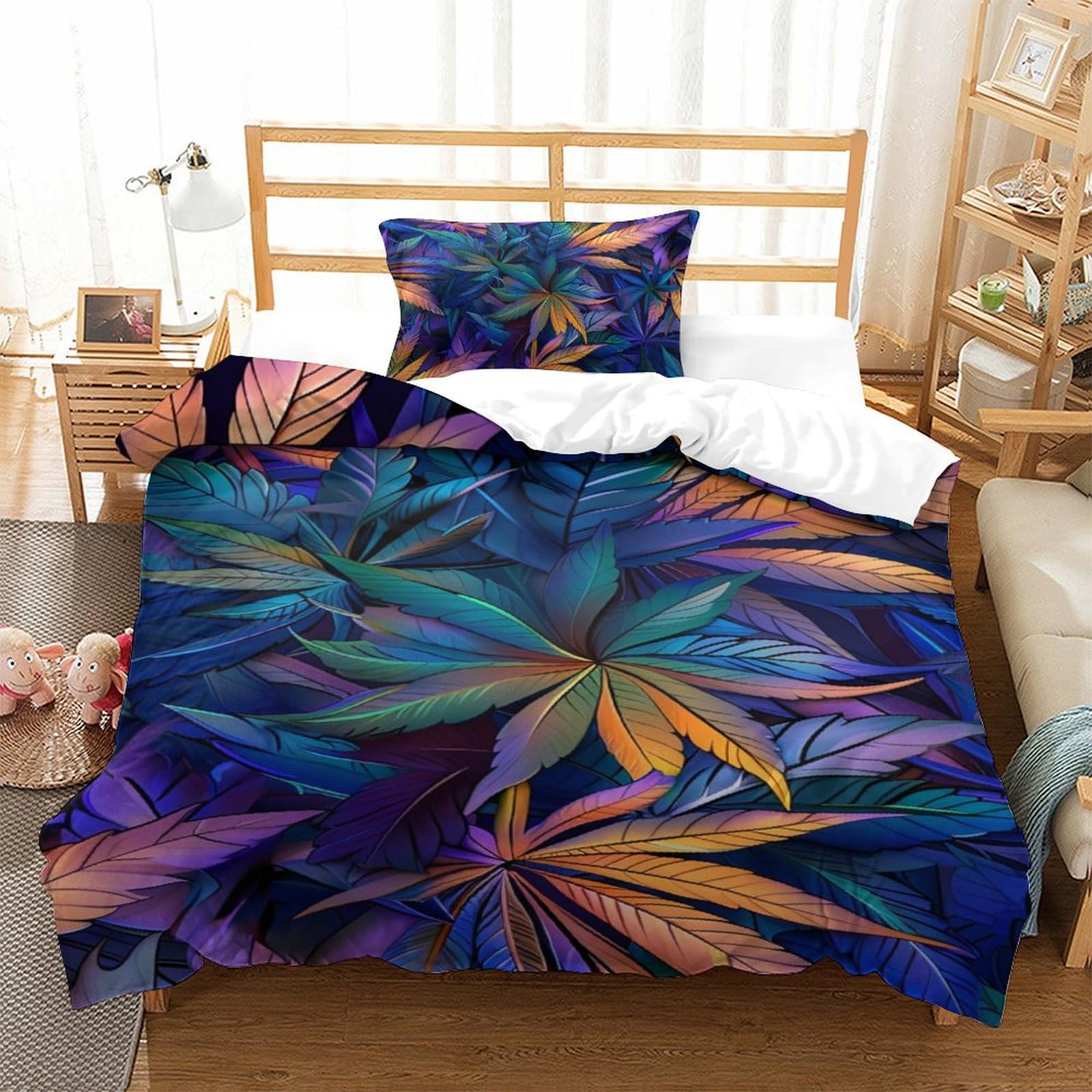 Parure de lit 3D single 135x200 cm housse de couette microfibre et taie d'oreiller