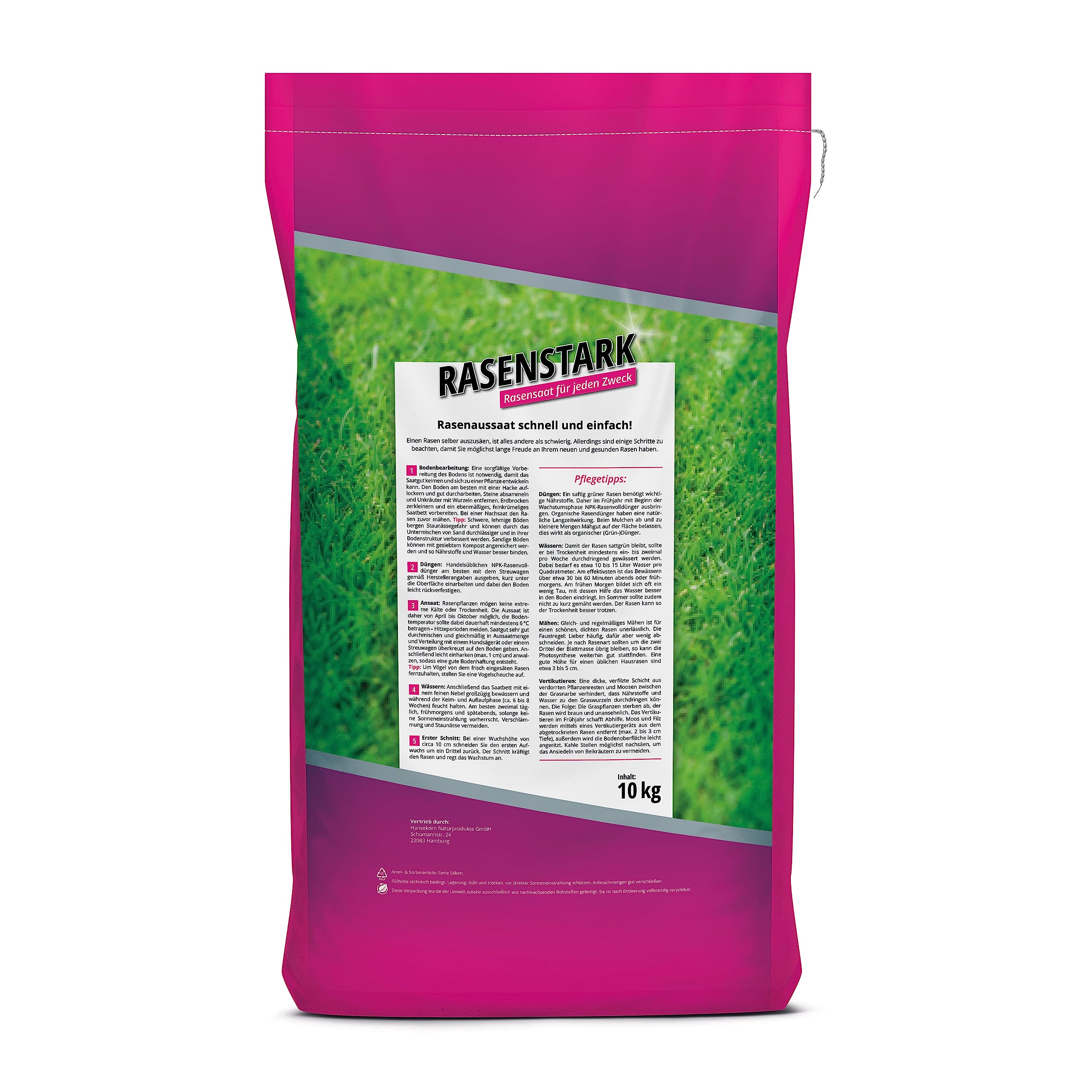 Trockenrasen schnellkeimende Rasensamen 10 kg für 250 m², ideal zur Nachsaat oder Neuanlage, dürreresistent + robuste Rasensaat, trockenresistente Grassamen Samen