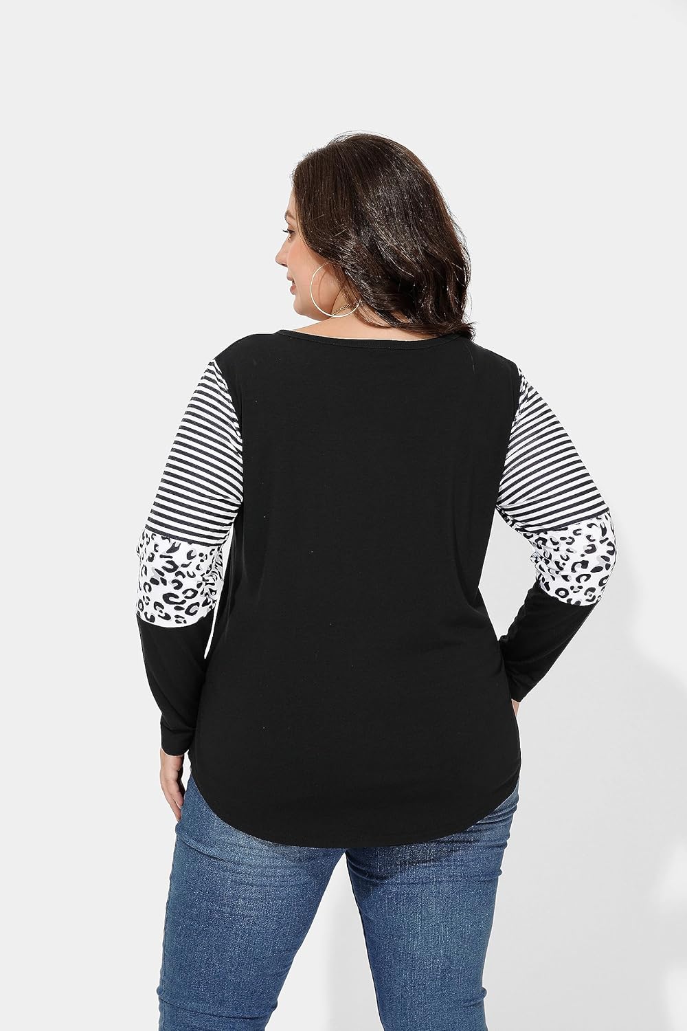 TIYOMI Plus Size Henley Shirts for Women Button Tops Raglan Pullover Fall Tunics XL-5XL - Image 3
