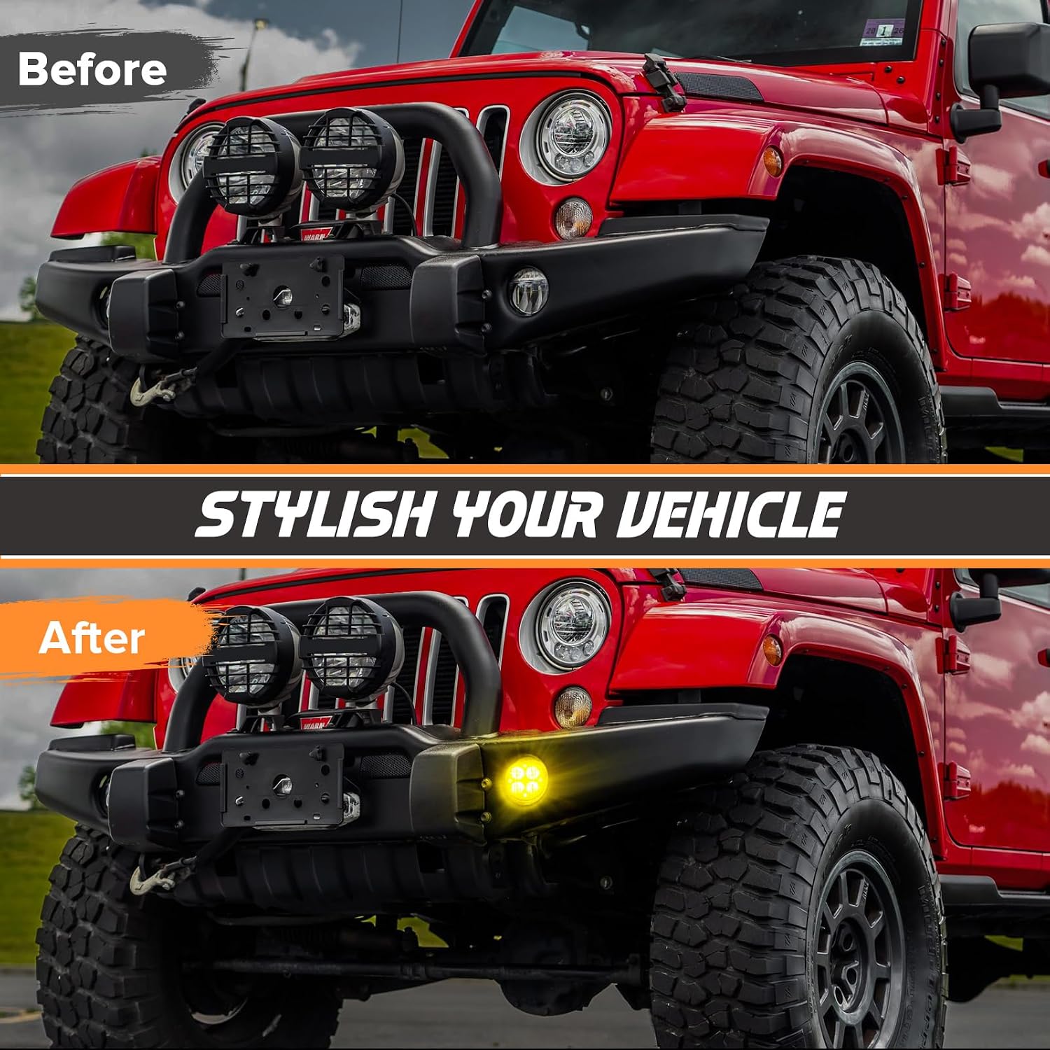 LED Fog Lights Compatible with Wrangler JK JKU 07-17 for Cherokee 2011-UP for Journey 2009-2012 for Charger 2011-2012 for Magnum 2005-2008 for Chrysler 300 2005-2010 Yellow Lens