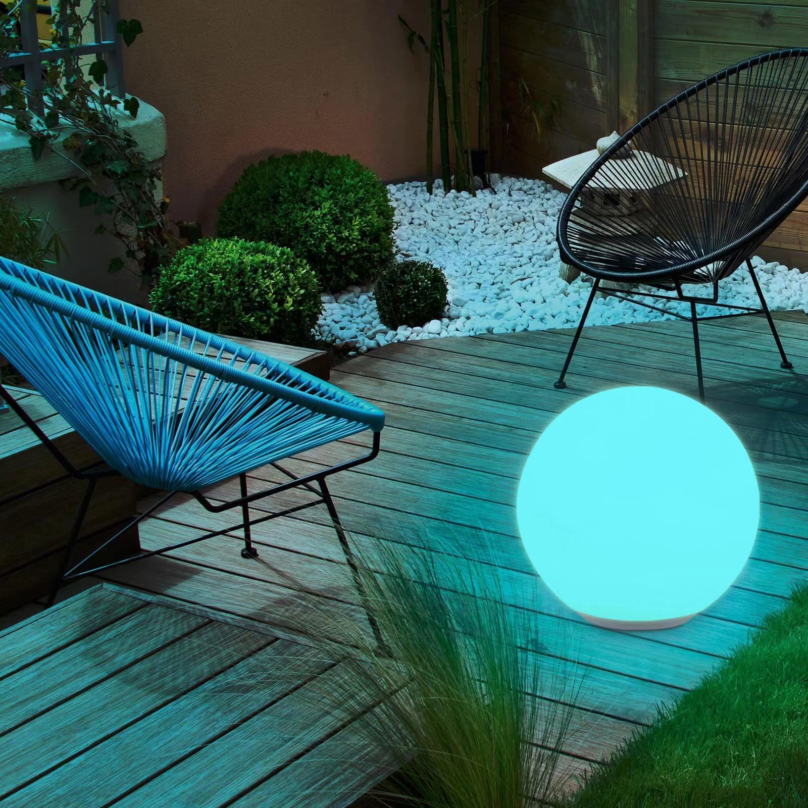 Amazon.co.jp: 翌朝まで点灯!! GWSOLAR 庭園灯ボール 直径30cm+RGB色