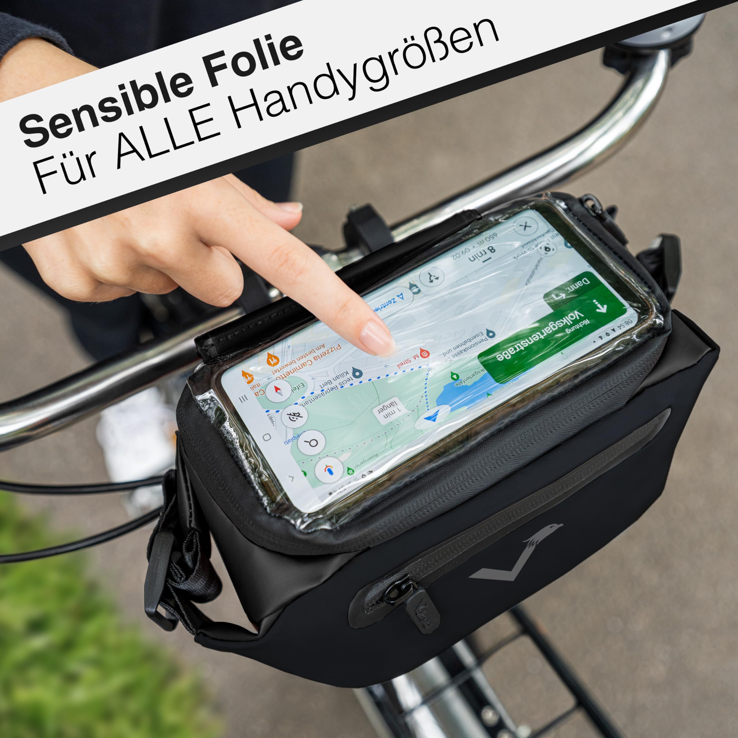 Valkental® x KLICKfix® - 3in1 Fahrradtasche Lenker | Vollreflektierend & Wasserfest - Geeignet als Lenkertasche & Bauchtasche | 4L Volumen | KLICKfix Fahrradtasche | Lenkertasche Ebike