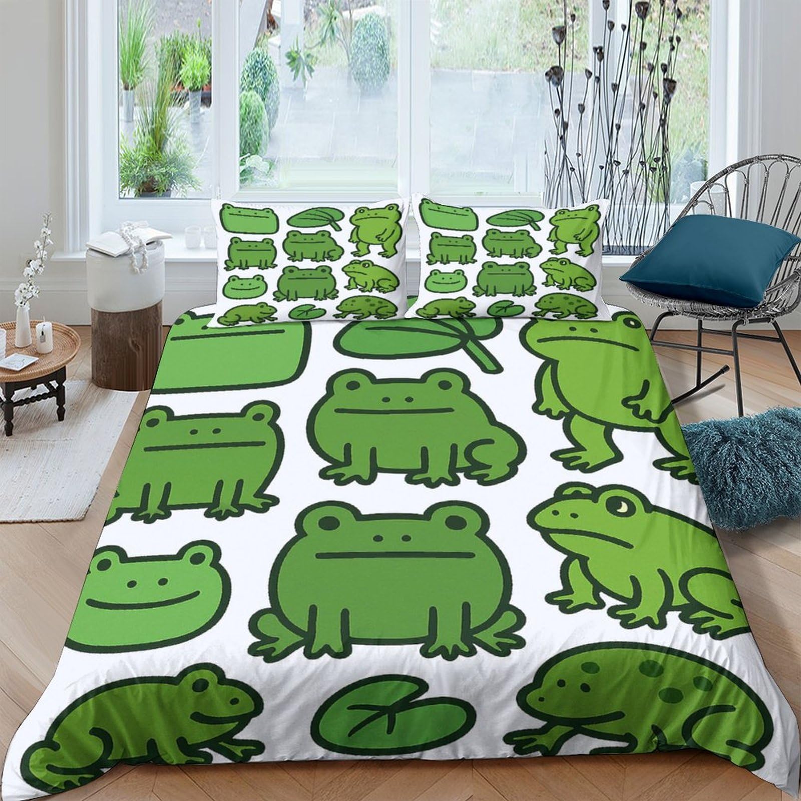Ctjqhvkz Style-10 3D Printed Cartoon Frog Pattern Fitted Sheet Microfiber Anti-Slip Mattress Cover For Bedroom Dorm Decoration Single（135X200cm）