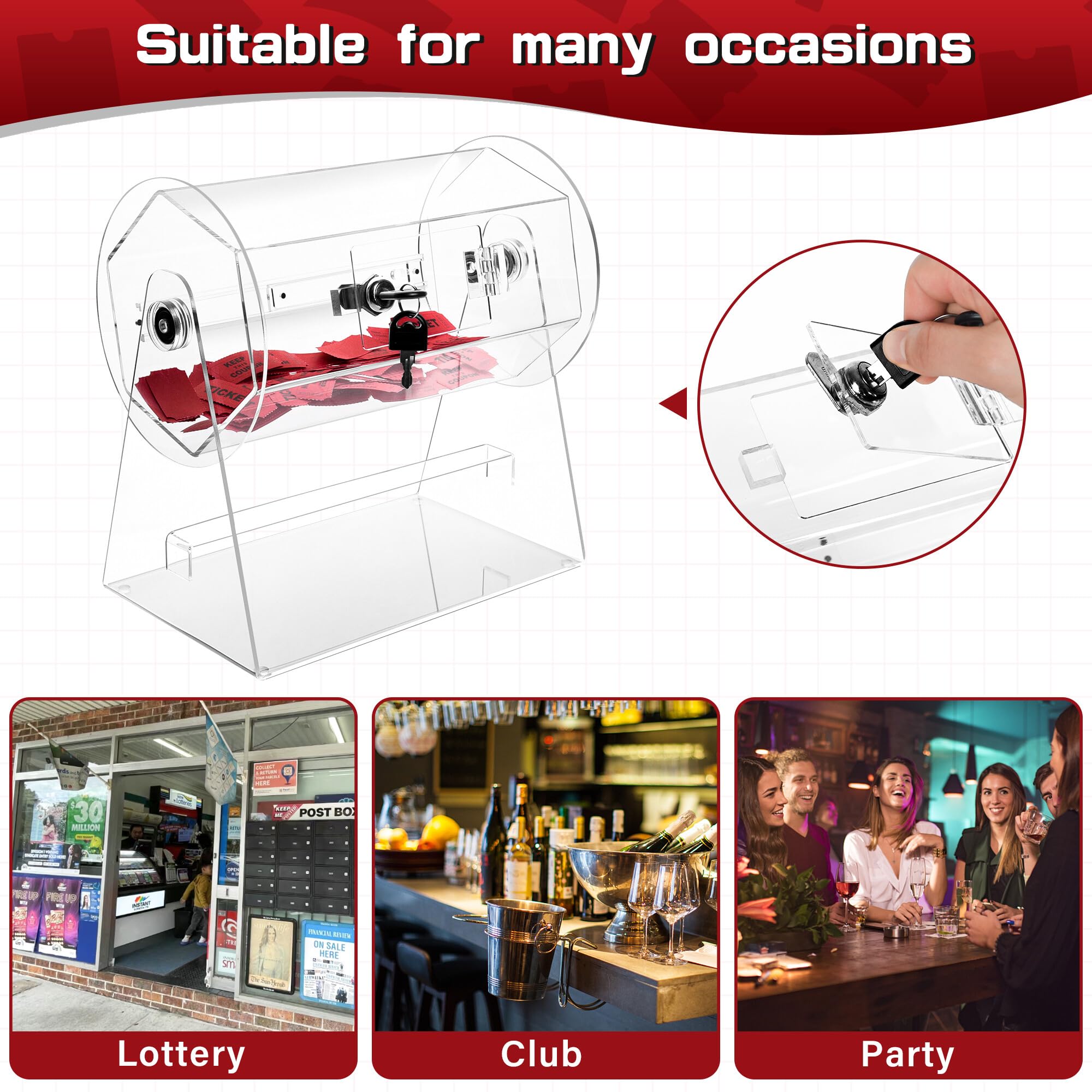 Transparent Raffle Box Snapklik.com : Acrylic Raffle Drum, Transparent Raffle Ticket Spinner ...