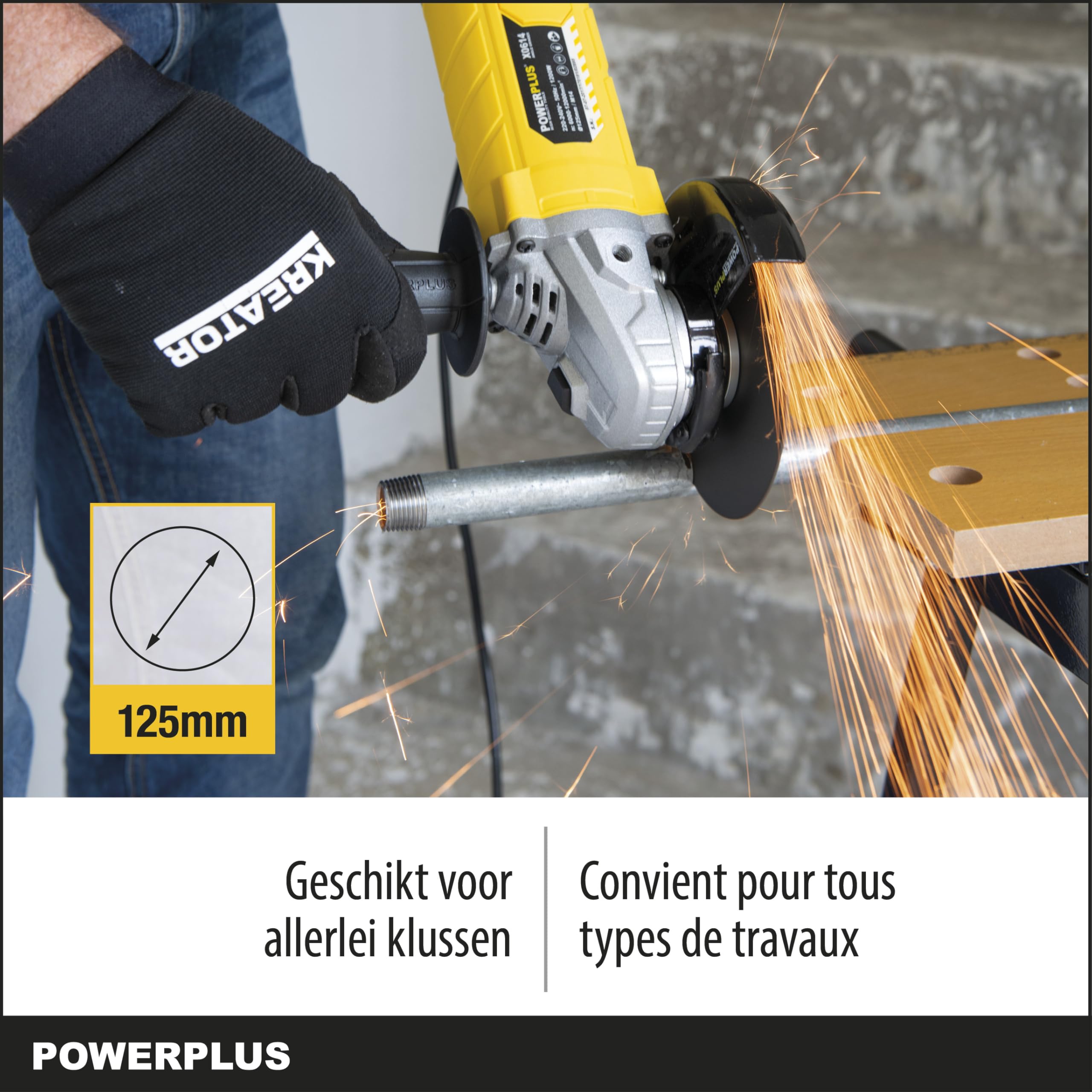 POWER plus POWX0614 - Amoladora anguilar de 125mm 1200w, Multicolor