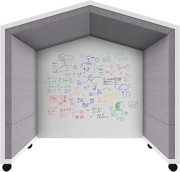 NOOK Shelter 90, Quiet Meeting Pod, Acoustic Panels, Dual-Sided Whiteboard, Casters, 77 H x 79 W x 36 D