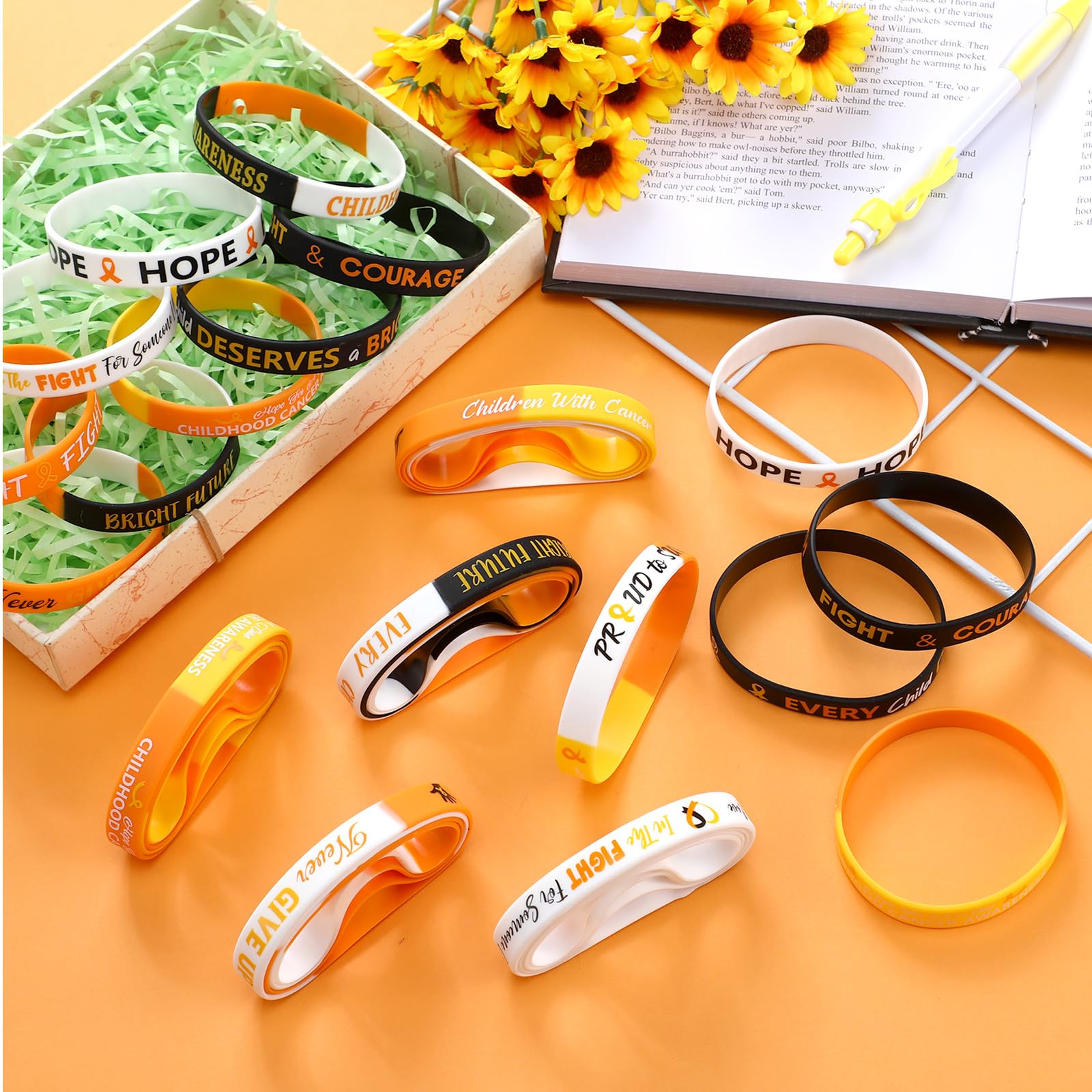 Snapklik.com : 200 Pcs Childhood Cancer Awareness Silicone Bracelets ...