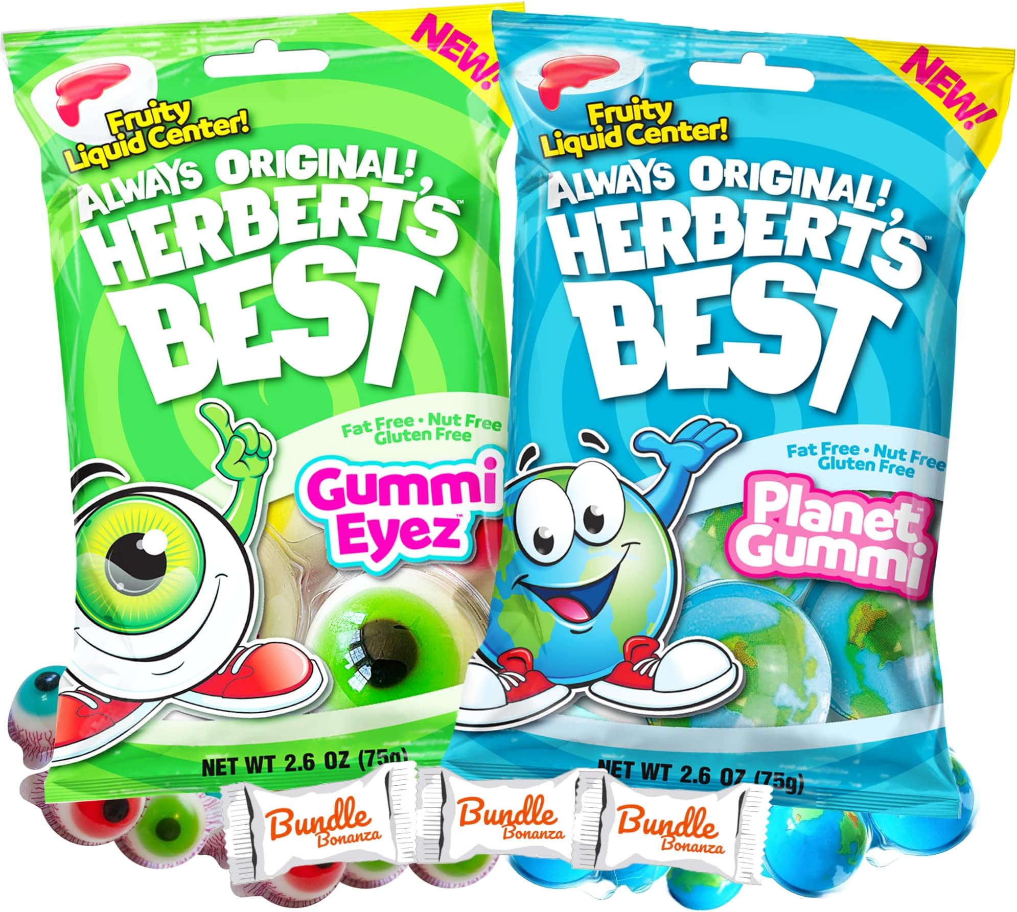 Efrutti Herberts Best Planet Gummi & Eyez Glotzer 2.6oz Each (2 Pack) W/Bundle Bonanza Candy