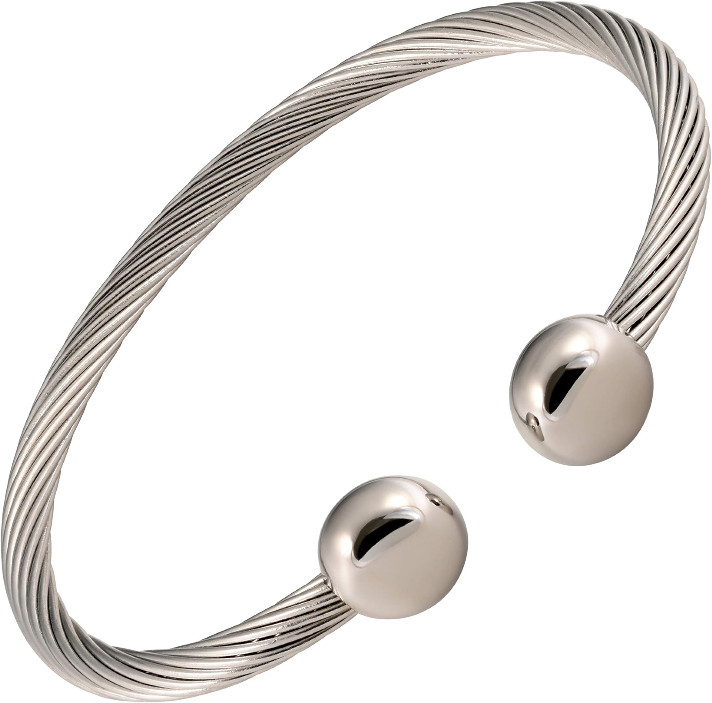 Twisted Stainless Steel Magnetic Therapy Bracelet High Power Magnets, For Men and Women, Adjustable Bangle