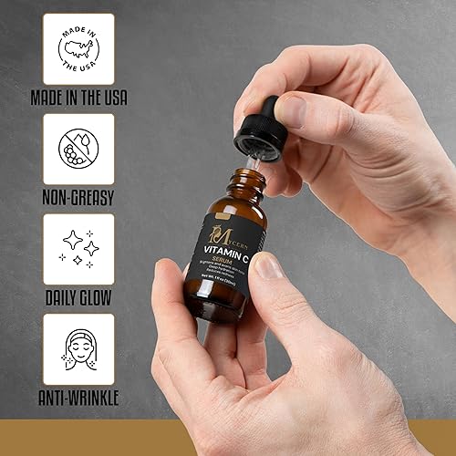 Miniatura 4 de Suero de vitamina C con fosfato de ascorbilo de magnesio, ácido ferúlico y ácido ascórbico, suero hidratante con extractos botánicos, 1 onza