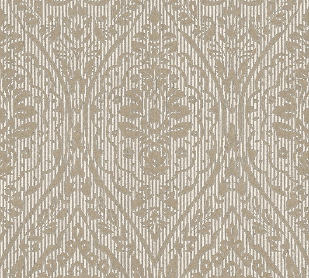 A.S. Création Architects Paper Textiltapete Tessuto 2 Tapete mit Ornamenten barock 10,05 m x 0,53 m beige braun Made in Germany 961956 96195-6