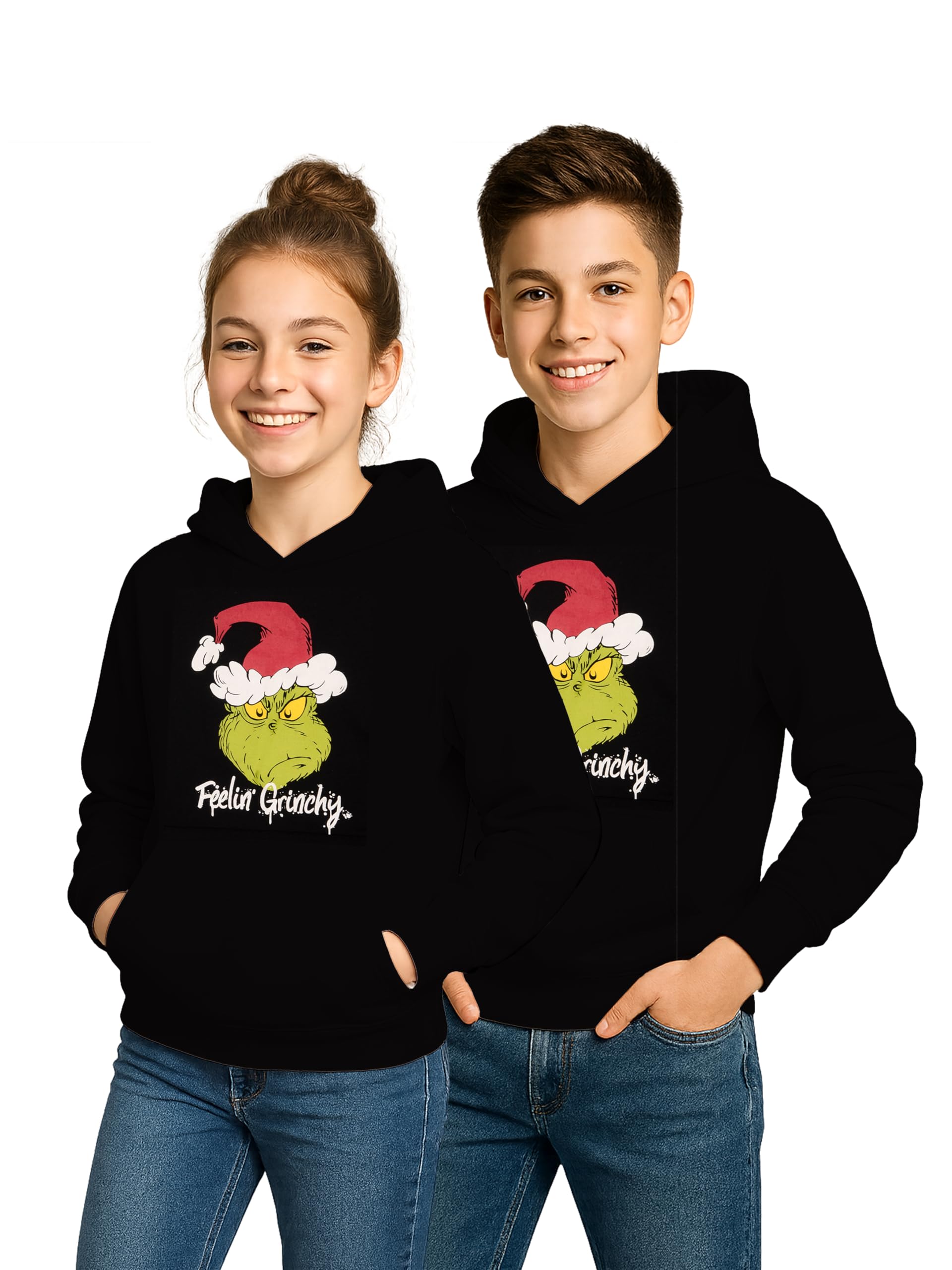 United Labels Grinch Boys Girls Black Hoodie Kids Hoodie Hooded Sweatshirt, black, 146-152