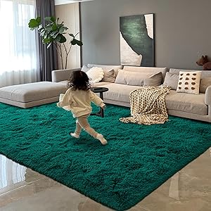 HOMORE Teal Green Rug 6x9 Feet, Large Fluffy Area Rugs for Living Room Modern Shag Rugs for Bedroom, Super Soft and Comfy Teal Carpet, Cute Carpets for Kids Nursery Girls Home