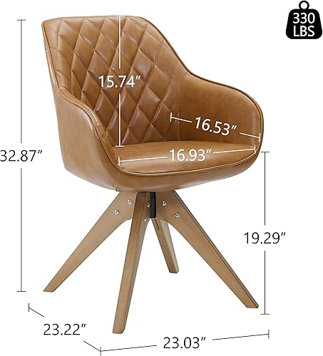 Miniatura 2 de Art Leon Silla Giratoria de Acento Moderna de Mediados de Siglo con Brazos, Patas de Madera de Haya, Silla de Escritorio para Computadora Tapizada
